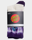 SANTA CRUZ Boys Screaming Hand Crew Sock - CREAM TIE-DYE-PURPLE