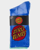 SANTA CRUZ Boys Cruz Dye Crew Sock 2-Pack - BLUE TIE DYE/TEAL TIE DYE