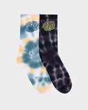 SANTA CRUZ Malba Crash Youth Crew Socks (2-Pack) - TIE DYE/BLACK
