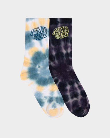SANTA CRUZ Malba Crash Youth Crew Socks (2-Pack) - TIE DYE/BLACK