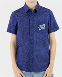 SANTA CRUZ - Bold Stack SS Short Sleeve Button Up Shirt - DARK BLUE
