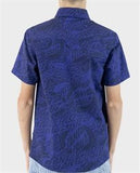 SANTA CRUZ - Bold Stack SS Short Sleeve Button Up Shirt - DARK BLUE