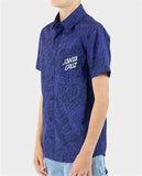 SANTA CRUZ - Bold Stack SS Short Sleeve Button Up Shirt - DARK BLUE