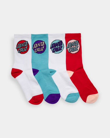 SANTA CRUZ Other Dot Crew Sock 4 Pack - RISE WHITE TURQUOISE WHITE