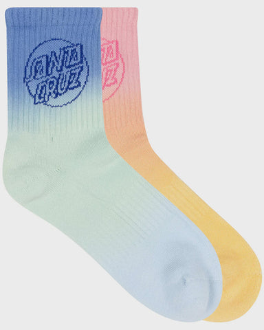 SANTA CRUZ Opus Dot Mid Socks 2 Pack - BLUE TIE DYE/PINK TIE DYE