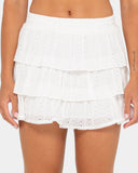 RUSTY Ra Ra Ruffle Mini Skirt - WHITE