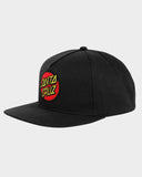 SANTA CRUZ - Classic Dot Patch Flat Peak Snap Back - BLACK