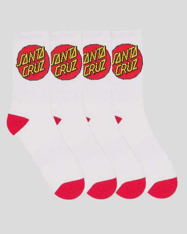SANTA CRUZ  Classic Dot Size 7-11 Crew Socks - WHITE