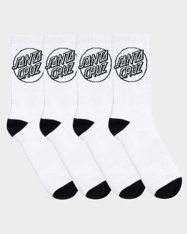 SANTA CRUZ Opus Dot 4-Pack Crew Socks - WHITE
