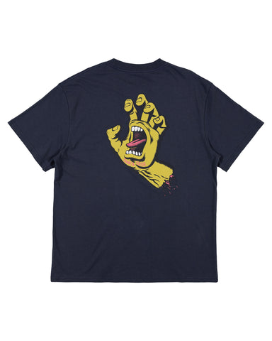 SANTA CRUZ OS Opus Dot Screaming Hand Tee Short Sleeve Box Fit Tee - DARK BLUE