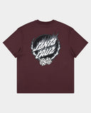 SANTA CRUZ Dice Flame Dot Strip Tee -  MAROON