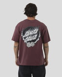 SANTA CRUZ Dice Flame Dot Strip Tee -  MAROON