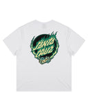 SANTA CRUZ Dice Flame Dot Strip Front Box Fit Tee - WHITE