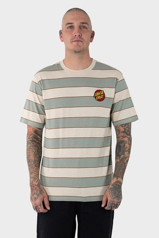 SANTA CRUZ Classic Dot Patch Tee - LIGHT KHAKI STRIPE