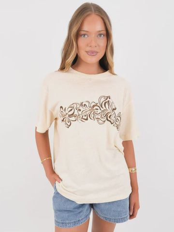 RHYTHM Hibiscus Oversized T-Shirt - STONE