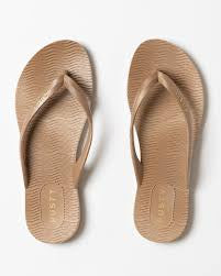 RUSTY Sandbar Ladies Thongs - TAUPE/GOLD