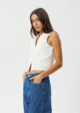 AFENDS Eliza Ribbed Sleeveless Shirt - WHITE