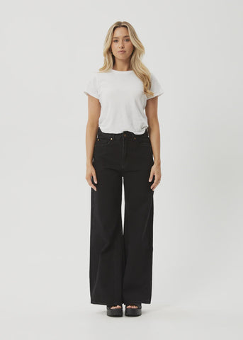 AFENDS Gigi Hemp Denim Flared Jeans - WASHED BLACK