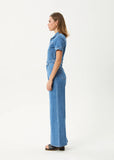 AFENDS Miami Denim Flared Leg Jumpsuit - WORN BLUE