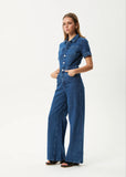 AFENDS Miami Denim Flared Leg Jumpsuit - AUTHENTIC BLUE