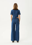 AFENDS Miami Denim Flared Leg Jumpsuit - AUTHENTIC BLUE