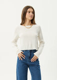 AFENDS Focus Seersucker Long Sleeve Top - OFF WHITE