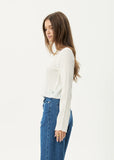 AFENDS Focus Seersucker Long Sleeve Top - OFF WHITE