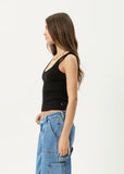 AFENDS Layden Organic Rib Singlet - BLACK