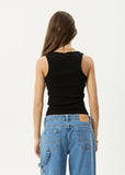 AFENDS Layden Organic Rib Singlet - BLACK