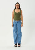 AFENDS Layden Organic Rib Singlet - DEEP OLIVE