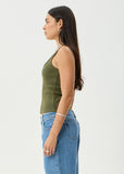 AFENDS Layden Organic Rib Singlet - DEEP OLIVE