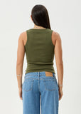AFENDS Layden Organic Rib Singlet - DEEP OLIVE