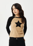 AFENDS Aster Raglan Long Sleeve Tee - TAN