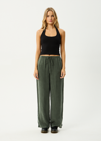 AFENDS Gerry Cupro Pant - DEEP GREEN
