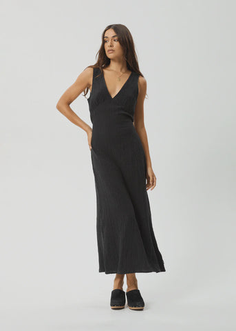 AFENDS Focus Seersucker Maxi Dress - BLACK