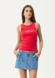 AFENDS Notice Recycled Rib Singlet - TOMATO