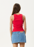 AFENDS Notice Recycled Rib Singlet - TOMATO