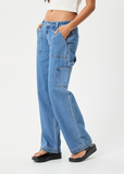 AFENDS Lexi Hemp Low Rise Carpenter Jean - WORN BLUE