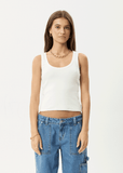 AFENDS Layden Organic Rib Singlet - WHITE