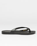 RUSTY Sandbar Ladies Thongs - BLACK/GOLD
