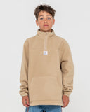 RUSTY Boys Core Division Fleece Quarter Zip - ABBEY STONE