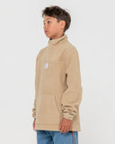 RUSTY Boys Core Division Fleece Quarter Zip - ABBEY STONE