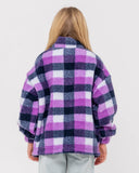 RUSTY Girls Low Tides Zip Thru Sherpa Fleece - PURPLE NIGHTS