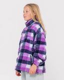 RUSTY Girls Low Tides Zip Thru Sherpa Fleece - PURPLE NIGHTS