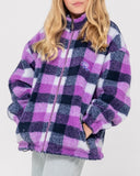 RUSTY Girls Low Tides Zip Thru Sherpa Fleece - PURPLE NIGHTS