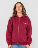 RUSTY Flip Mommy Oversize Zip Hooded Fleece - RHUBARB