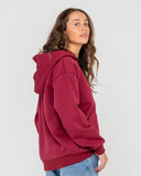 RUSTY Flip Mommy Oversize Zip Hooded Fleece - RHUBARB
