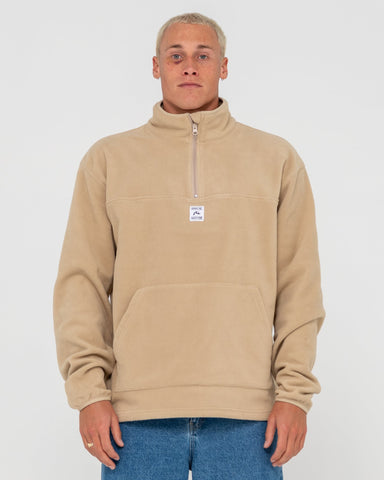 RUSTY Core Division Fleece Quarter Zip - ABBEY STONE