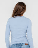 RUSTY Ribbed Long Sleeve Tee - GLACIER LAKE