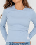 RUSTY Ribbed Long Sleeve Tee - GLACIER LAKE